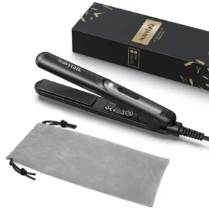 The Wavytalk mini flat iron is a 0.7 inch ceramic hair straightener, perfect for styling short hair, bangs, and on-the-go travel with its dual voltage capabilities.