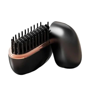 The mini hair straightener brush is portable and rechargeable, featuring three heat settings for quick and safe styling on all hair types, perfect for travel and gifting.