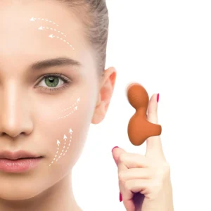 The ring-shaped mini face massager promotes blood circulation and helps reduce wrinkles for a youthful appearance.