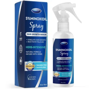 This 5% minoxidil spray with biotin promotes hair regrowth for both men and women, resulting in thicker, fuller, and healthier-looking hair.
