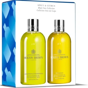 Molton Brown spicy and citrus body wash collection features cardamom, cedarwood, bushukan and bergamot scents for a revitalizing and energizing bathing experience.