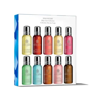 This Molton Brown Discovery Set features ten travel-size bath and shower gels, each made with fine ingredients for a long-lasting fragrance, perfect for gifting or trying new scents.