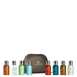 This reusable Molton Brown travel bag contains eight signature bath, body, and hair care miniatures perfect for upgrading your daily rituals on the go.