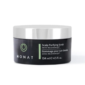 MONAT scalp scrub with Rejuveniqe deeply cleanses and purifies the scalp, removing dead skin cells and restoring balance for fresh, healthy hair.