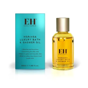 Emma Hardie moringa bath and shower oil with essential oils for a luxurious and conditioning skin treatment in the bath or shower.