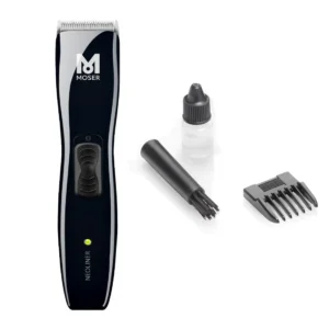 The Moser Neoliner cordless hair trimmer, precision-engineered in Germany, offers 90 minutes of run time and features a quick-change blade system.