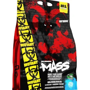 This image showcases a 6.8KG bag of Mutant Mass Vanilla Ice Cream flavored weight gainer supplement.