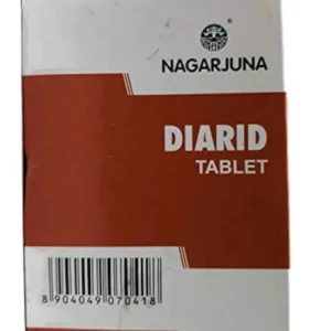 A bottle of Nagarjuna Diarid tablets, an Ayurvedic proprietary medicine for digestive health.