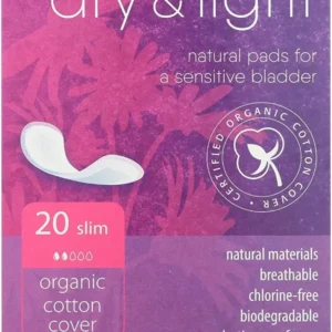 Six packs of Natracare Dry and Light Incontinence Pads made with soft, certified organic cotton and natural, biodegradable materials.