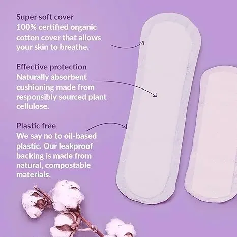 Six packs of Natracare Dry and Light Incontinence Pads made with soft, certified organic cotton and natural, biodegradable materials.