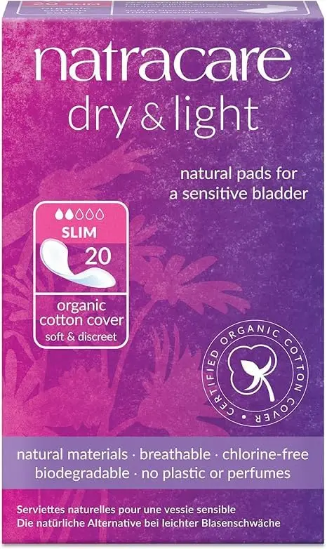 Six packs of Natracare Dry and Light Incontinence Pads made with soft, certified organic cotton and natural, biodegradable materials.