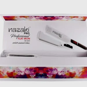 Electric Nazaki hair straightener with infrared technology for professional hair styling.