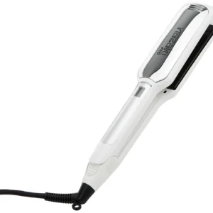 The Nazaki PRO hair straightener with titanium, ceramic and tourmaline coated plates evenly heats and glides smoothly for creating sleek, wavy or curly hairstyles from 130 to 230 degrees Fahrenheit.