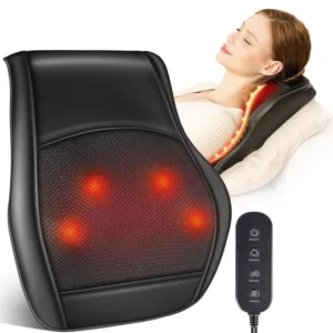 Enjoy a deep tissue massage with heat using this shiatsu massager for your neck, back, shoulders, and legs, perfect for pain relief at home, in the office, or in the car.