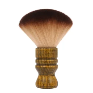 This large, soft neck duster brush with a wooden handle is perfect for barbers and stylists to remove hair after cutting.