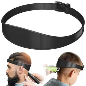 Black silicone neckline shaving template for creating a perfect fade haircut at home with hair clippers.