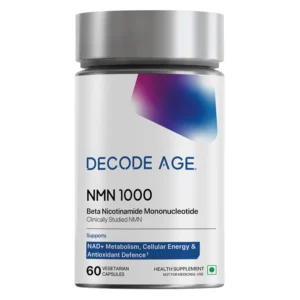 Decode Age NMN Pro UTHEVER 1000 capsules are ultra-pure, boosting NAD+ levels, promoting cellular repair, and slowing down the aging process.
