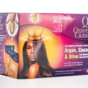 This no-lye super strength relaxer kit is designed for coarse, thick, or resistant hair, and contains relaxer cream, activator, neutralizing shampoo, and conditioner for smooth, shiny, and healthy results.