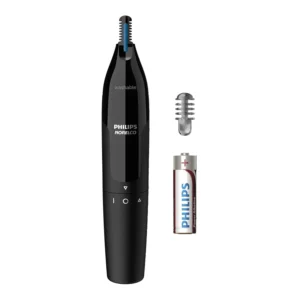 The Philips Norelco Nose Trimmer 1000 features dual-sided blades and a protective guard system for comfortable and efficient hair trimming without pulling.