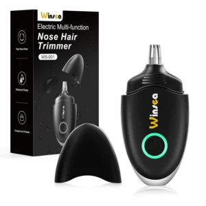 This USB rechargeable nose and ear hair trimmer features a waterproof design and high-precision blades for safe and efficient grooming for both men and women.