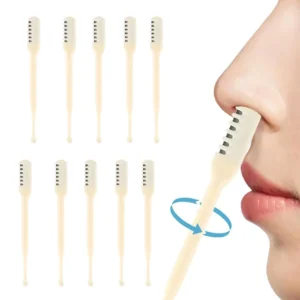 This 2-in-1 nose hair trimmer features double-sided blades, a tail ear picker, and a durable stainless steel design for safe, comfortable, and effective hair removal and ear cleaning.