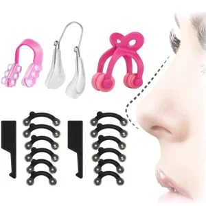 This set of five nose up lifting clips helps to slim and shape the nose bridge for a more delicate appearance, made with soft silicone and plastic.