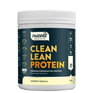 Nuzest Clean Lean Protein Smooth Vanilla powder is a vegan, gluten-free protein source, rich in Arginine, Glutamic acid, and BCAAs, with no added sugar, very low fat and carbs.