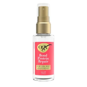 OGX Bond Repair 3-in-1 Oil Mist helps protect and smooth dry, damaged hair for 24 hours while fighting frizz and adding shine.