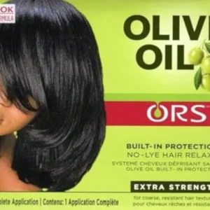 ORS Olive Oil No-Lye Relaxer Kit provides extra strength and protection for coarse, resistant hair, leaving it smoother, silkier, and softer with long-lasting shine.