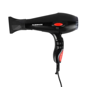 Black Olsenmark 2200W hair dryer with two speed and heat settings for fast, quiet, salon-style blowouts at home or on the go.
