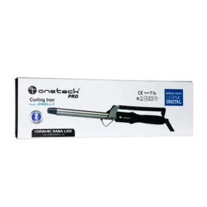 The Onetech hair curling iron features a ceramic barrel for smooth, shiny curls, instantly heats up, and has a cool tip for safe and easy styling.