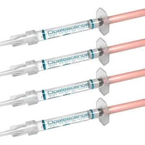 Four Opalescence PF 10% melon-flavored tooth whitening syringes from the Opalescence brand.