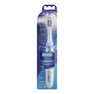 Oral-B 3D White battery powered toothbrush polishes away stains for naturally whiter teeth.