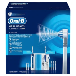 The Oral-B Oral Health Center features the OxyJet irrigator and Pro 2000 electric toothbrush for deep cleaning and healthier gums.