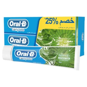 Two pack of Oral-B Complete Herbal Fresh toothpaste with mint and lime extract to strengthen enamel and provide long-lasting freshness.