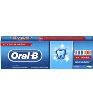 Close-up of Oral-B Junior+ Toothpaste, a gentle oral care solution for children's teeth.