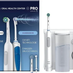 The Oral-B electric toothbrush and water flosser provides a deep clean between teeth with five pressure modes and unique 3D cleaning technology for superior plaque removal.