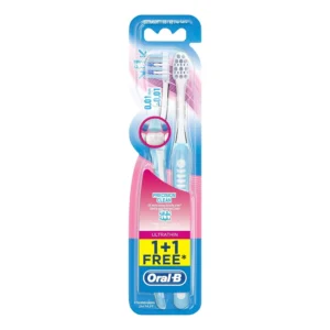 A pack of two Oral-B Ultrathin Precision Clean toothbrushes with extra soft, concentrated bristles for a gentle, deep, and precise clean.