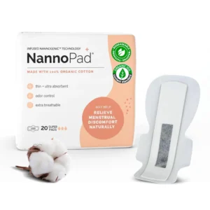 These organic cotton pads with wings offer overnight absorbency and comfort, providing a natural and discreet solution for menstrual discomfort without fragrances or harsh chemicals.