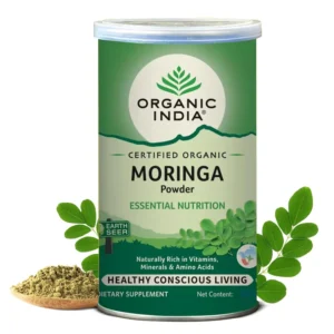 Organic India Moringa Powder provides essential nutrition as a 100% Ayurvedic product with no side effects.