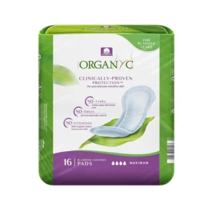 Organyc incontinence pads made with 100% organic cotton offer maximum flow protection against bladder leaks, odor, wetness, and skin irritation, while being gentle on sensitive skin.