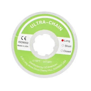 Clear dental orthodontic elastic power chains on a long spool offer excellent stretch, high flexibility, and latex-free properties for comfortable and effective orthodontic treatment.