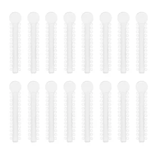 A pack of 40 orthodontic ligature ties in various colors, designed for braces and featuring a low profile and rounded corners for patient comfort.