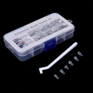 This orthodontic mold kit contains six different high quality molds for quickly creating aesthetic accessories like tubes and lingual retention buttons in just three easy steps, recommended by dentists.