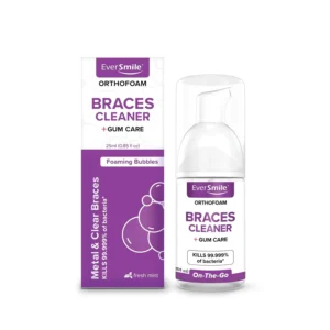 EverSmile OrthoFoam cleans under braces and whitens teeth with bubblegum flavor, fighting plaque and freshening breath.