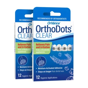 Compact and feature-rich ORVANCE OrthoDots provide perfect braces relief, offering a silicone dental wax alternative in a proper packaging with 24 clear dots.
