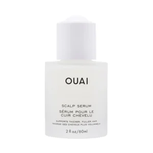 OUAI scalp serum promotes a healthy scalp barrier and hydrates dry scalps for thicker, fuller-looking hair.
