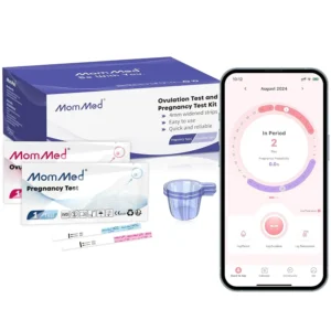 This complete at-home ovulation and pregnancy test kit includes 50 LH ovulation test strips, 20 HCG pregnancy tests, and 70 urine collection cups for accurately tracking ovulation and detecting early pregnancy.