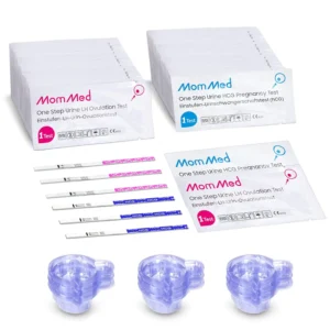 MOMMED ovulation and pregnancy test strips for women trying to conceive.