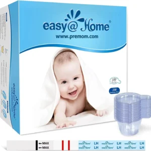 This ovulation test kit includes 100 test strips for predicting fertile days and tracking LH hormone levels with the Premom app for accurate ovulation prediction.